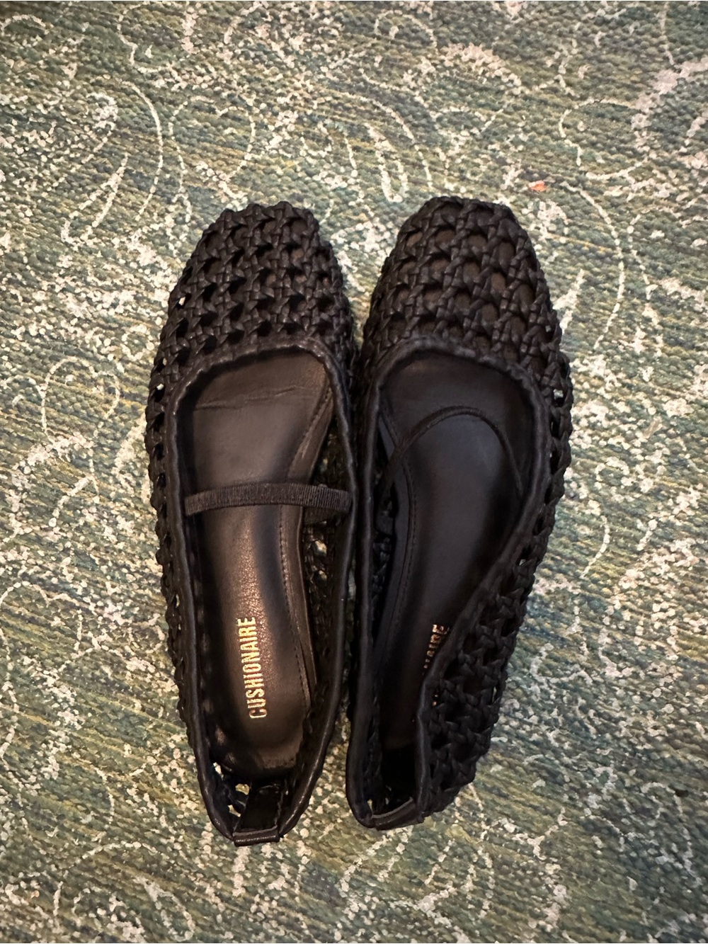Cushionaire Black Woven Mary Jane Flats with Elastic Strap